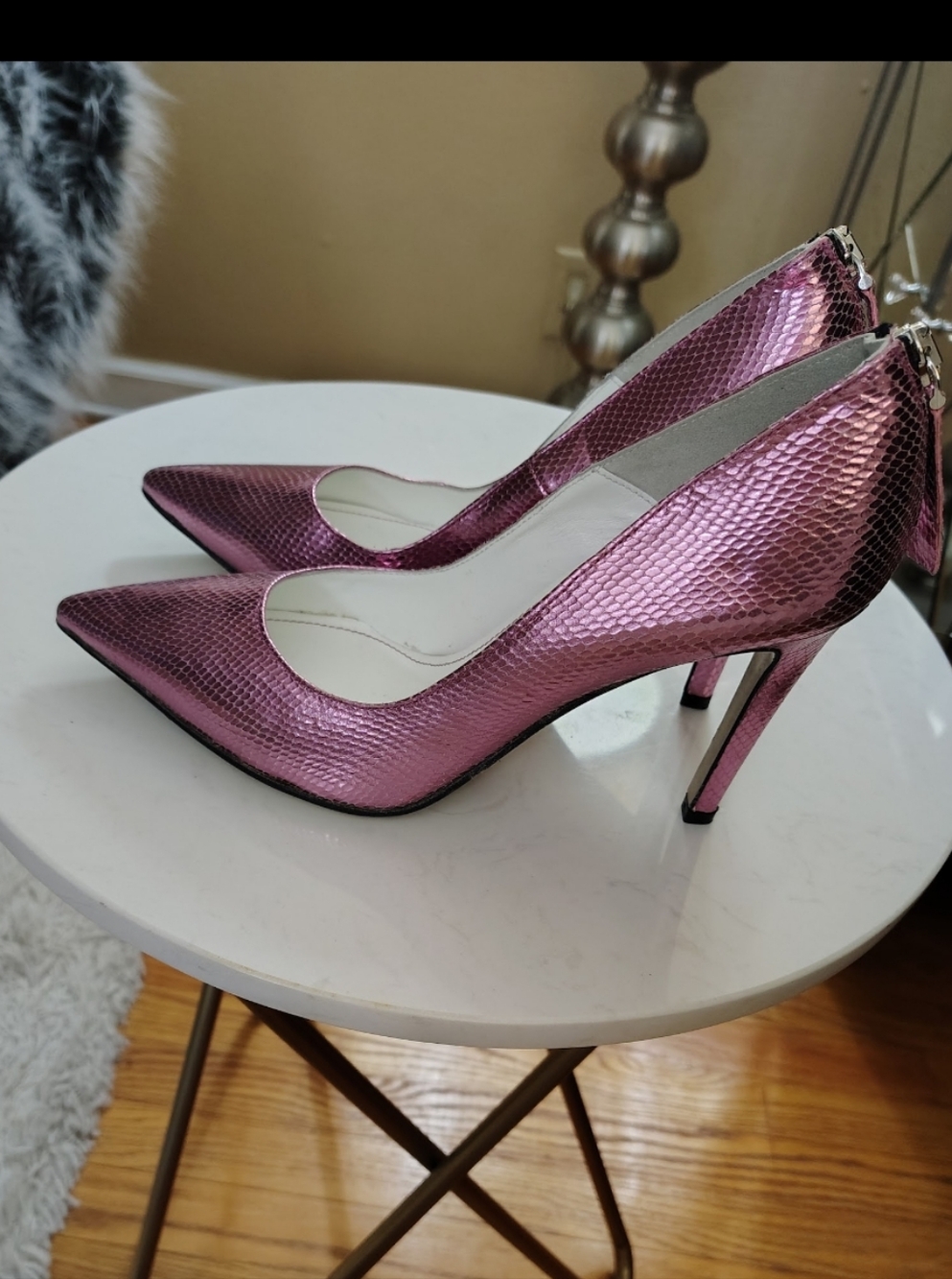 🆕⭐ Beautiisoles Pink Metallic High Heel Pumps - - Picture 10 of 14